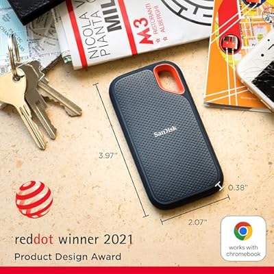 Sandisk 2tb extreme portable ssd - up to 1050mb/s, usb-c, usb 3. 2 gen 2, ip65 water and dust resistance, updated firmware - external solid state drive - sdssde61-2t00-g25 - msdeals