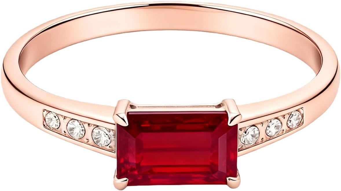 10K 14K 18K Gold Baguette Cut Gemstone Ring for Women with Moissanites/Diamonds,Rectangle Gemstone Wedding Statement Ring - Image 5