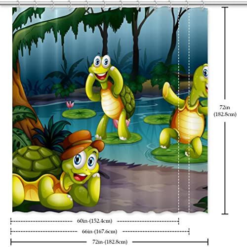 Rideau de douche imperméable tortues vertes 168x183 cm avec crochets
