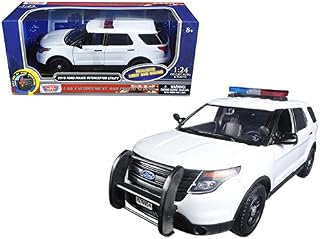 StarSun Depot 2015 Ford Police Interceptor Utility White with Light Bar and Sound 1/24 Model Car by Motormax
