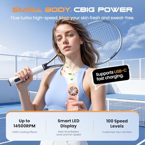 Image of Portable handheld Fan Clip-On Mini Fan 3000mAh 5-speed 180 Rotating | 14500 RPM personal fan Pocket Size USB Cooling Fan for Travel, Beach, Makeup, Office, indoor and outdoor