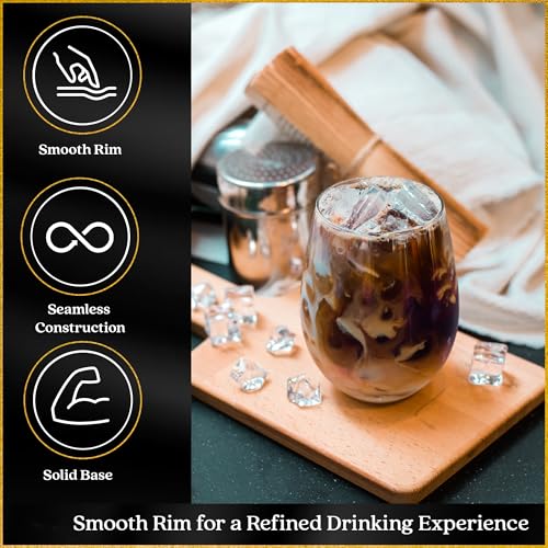 Improved Design of Our 2017 New York Times Best Stemless Glass – Set of 4 European-Made Stemless Wine Glasses, Reinforced Base for Added Stability & Premium Feel, Dishwasher-Safe, Lead-Free, 17 oz. by Ravenscroft - Used condition - Image 4