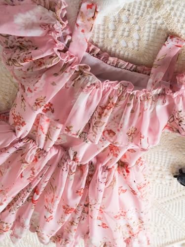 Image of Buy & Try by Dharmikaay Georgette Girl's Floral Printed Frock Dress for Girls Short Frock Baby Princess Western Dresses| Stylish Fancy Kids Clothing for Festival, Fashion