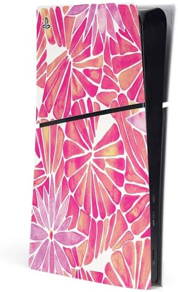 Skinit Decal Gaming Skin Compatible with PS5 Slim Digital Edition Console - Officially Licensed Pink Water Lilies by Cat Coq Design