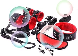 Indoor Soft and Elastic Yoga Practice Accessories for Couples, Leather Style Red Eight Piece, Sports and Fitness Gift