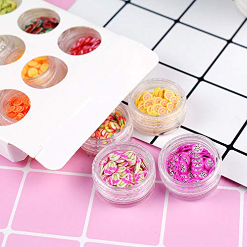 FRCOLOR Fatias Da Arte Do Prego Caixas 24 3D Frutas Fatias Coloridas DIY Fontes Da Arte Do Prego par