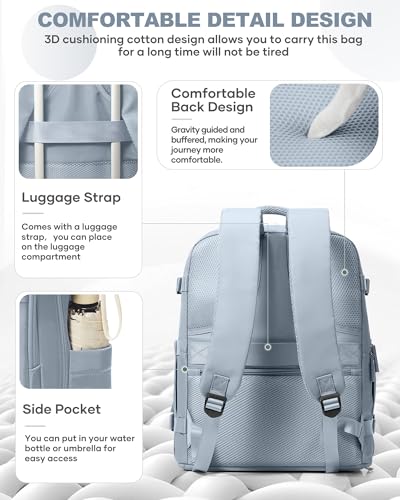 Image of coowoz Travel Backpack Carry On for Women Man Gym Backpacks with Laptop Compartment Mochila de Viaje Teacher Personal Item Backpack Airplane Accessories Must Haves Grey Blue 20L