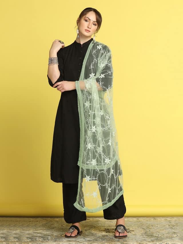 Women's Net Embroidery & Lace Traditional Dupatta4