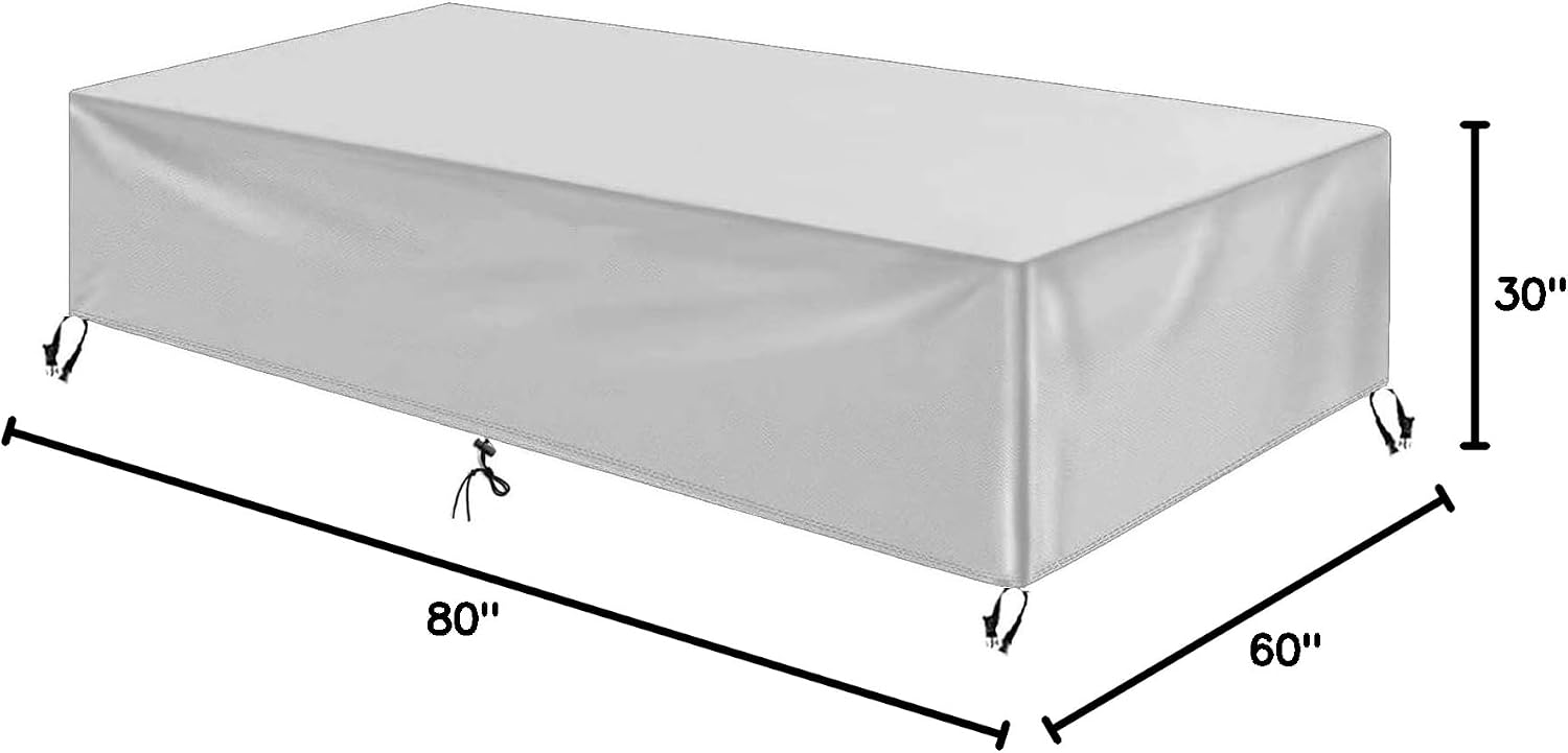 Patio Furniture Covers 80" L x 60" W x 30" H Waterproof Outdoor Table Cover 600D Rectangular Sofa Cover Weatherproof Furniture Covering for Deck Lawn and Backyard 200x150x75cm