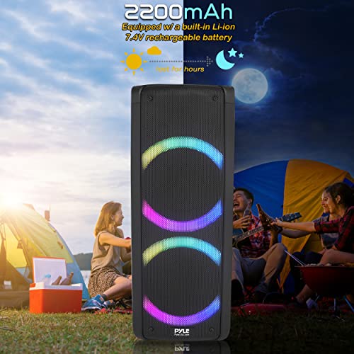 Pyle Remote Karaoke Audio System Portable Bluetooth Pa Speaker - 240W Dual 6.5" Rechargeable Indoor/Outdoor Bt, Tws, Party Lights, Led Display, Fm/Aux/Mp3/Usb/Sd, 6.5Mm In, Handle-Wireless Mic #TOP3