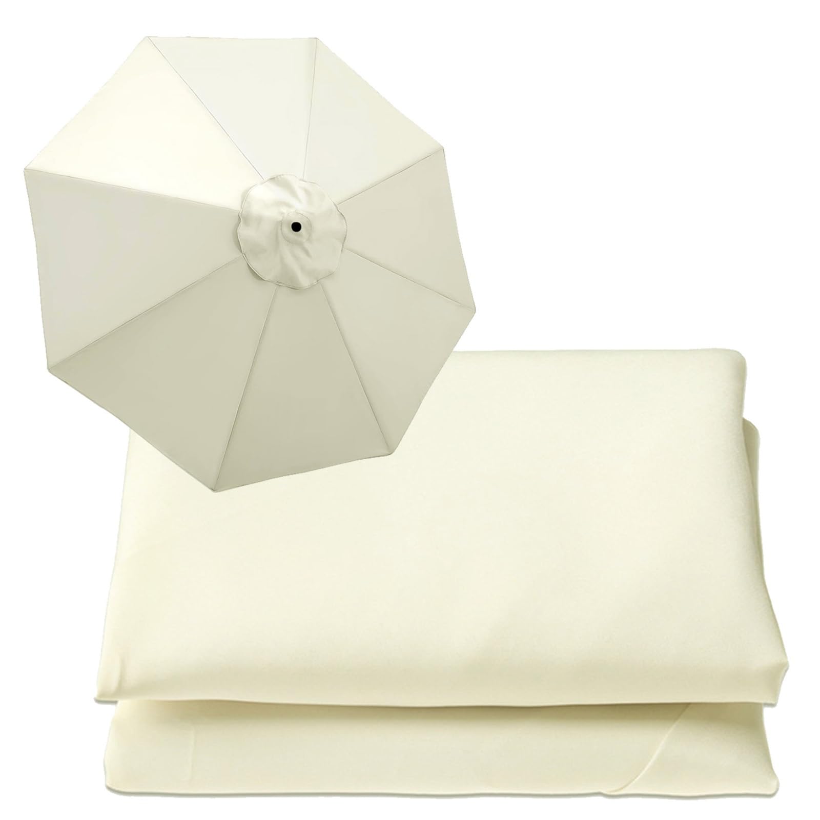 WOGTITYI 6.5ft 9ft 10ft Replacement Parasol Canopy, Garden Parasol Replacement Cloth, 6-Ribs/8-Ribs Fabric Canopy Cover, UV 30+ Protection Umbrella Replacement Cover(Thickness:white,Size:6.5ft-6Arms)