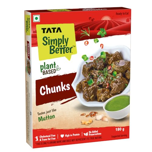 Tata Simply Better Plant-Based Chunks, Tastes Just Like Mutton, Ready to Eat, No Added Preservatives, Cholesterol & Trans Fat Free, High in Protein, Plant Based Meat, Mock Meat, Vegan Meat, 180g (B0CT8Y42P8) Amazon Price History, Amazon Price Tracker