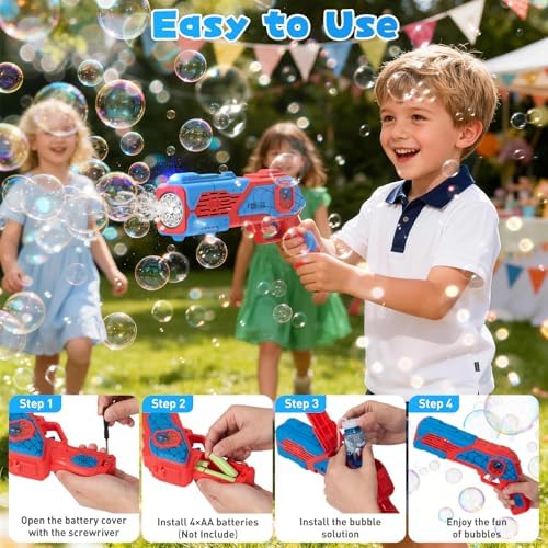 2PCS Bubble Gun for Kids, Spider Bubble Machine Gun with 4 Bubble Solution, Outdoors Toy, Easter, Halloween, Christmas, Party Favors, Birthday Gifts for Boys & Girls Ages 3 4 5 6 7 8 — view 4