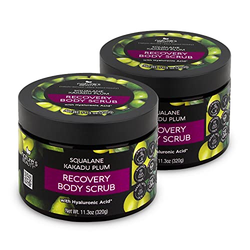 Nature's Beauty Squalane Kakadu Plum Recovery Body Scrub Multi-Pack - Gently Exfoliate, Restore & Nourish Dry Skin, Made W/ Hyaluronic Acid + Vitamin C + Kaolin Clay, 11.3 Oz (2 Pack) #TOP17