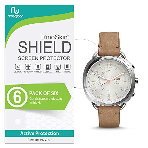 (6-Pack) RinoGear Fossil Hybrid Smartwatch Q Accomplice Screen Protector Case Friendly Screen Protector for Fossil Hybrid Smartwatch Q Accomplice Accessory Full Coverage Clear Film