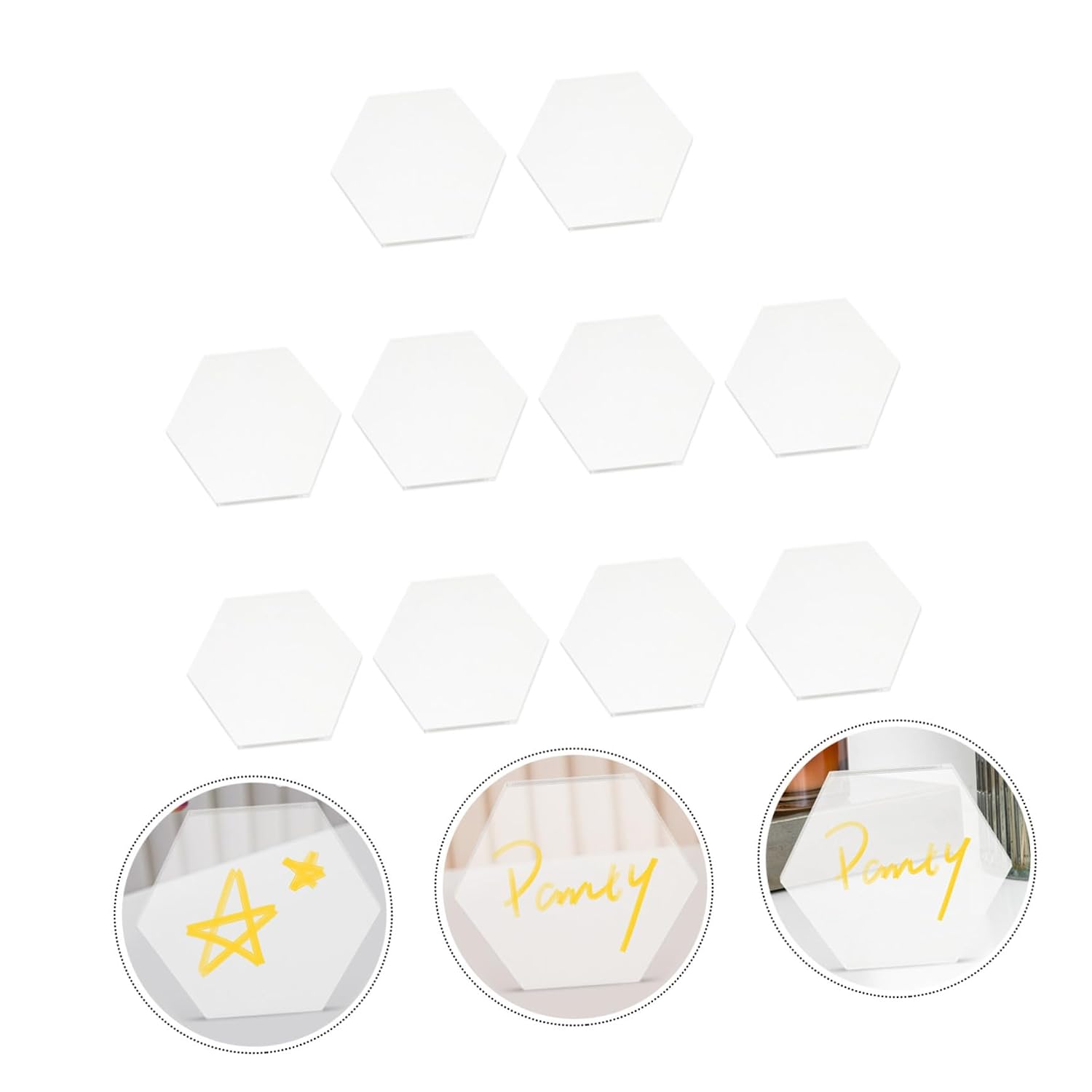 Ciieeo 20pcs Hexagonal Acrylic Plates for Crafting and Decoration Thick for Parties Art Classes and Home Decor