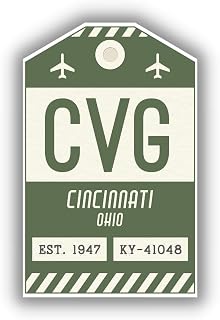 CVG Cincinnati Ohio Luggage Tag Sticker/Airport Code Baggage Decal/Collectible Travel Decor/Vintage Inspired Design (Green)