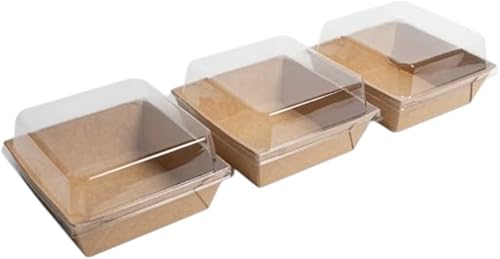 Food Grade Square Kraft Dessert Box with Transparent Lid 10pcs