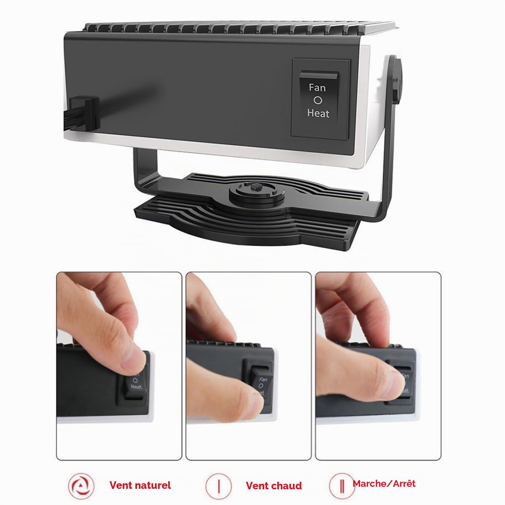 Riloer Chauffage de Voiture pour Camping-Car 12 V 300 W, Portable, Chauffage et Refroidissement Rapides pour l'hiver, dégivreur, Prise Allume-Cigare, Compatible avec Les véhicules 12 V CC