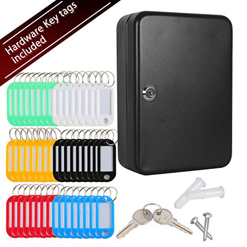 Kyodoled Key Cabinet Wall Mount,Locking Key Organizer,Key Lock Box With Key,Key Management With Key Lock,48 Key Hooks & Tags Key Lab,10"X7"X3" Black #TOP2