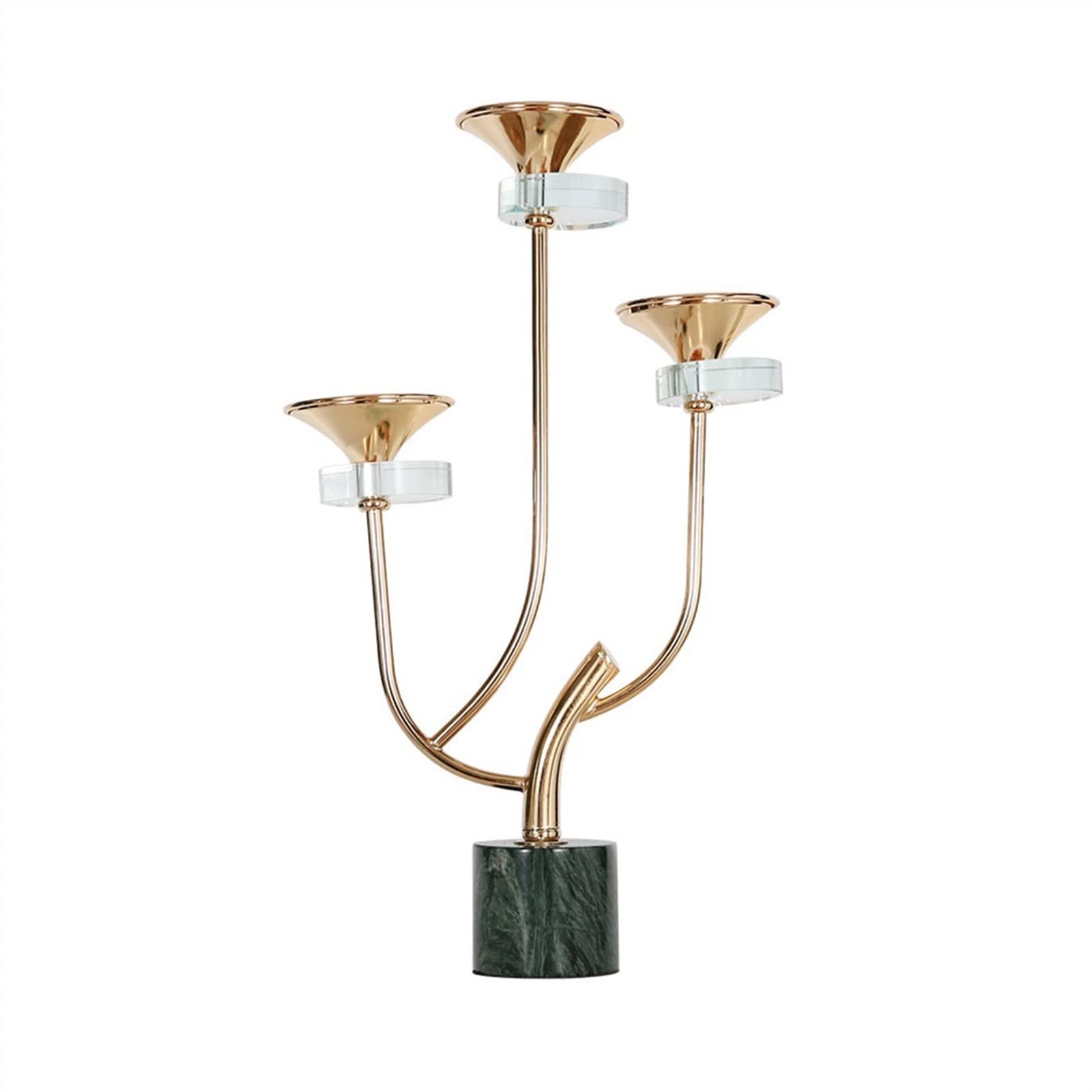 Candlestick Holder Light Luxury Iron Decorative Candlestick Marble Base Candlelight Dinner Props Porch Living Room Ornaments(Medium)