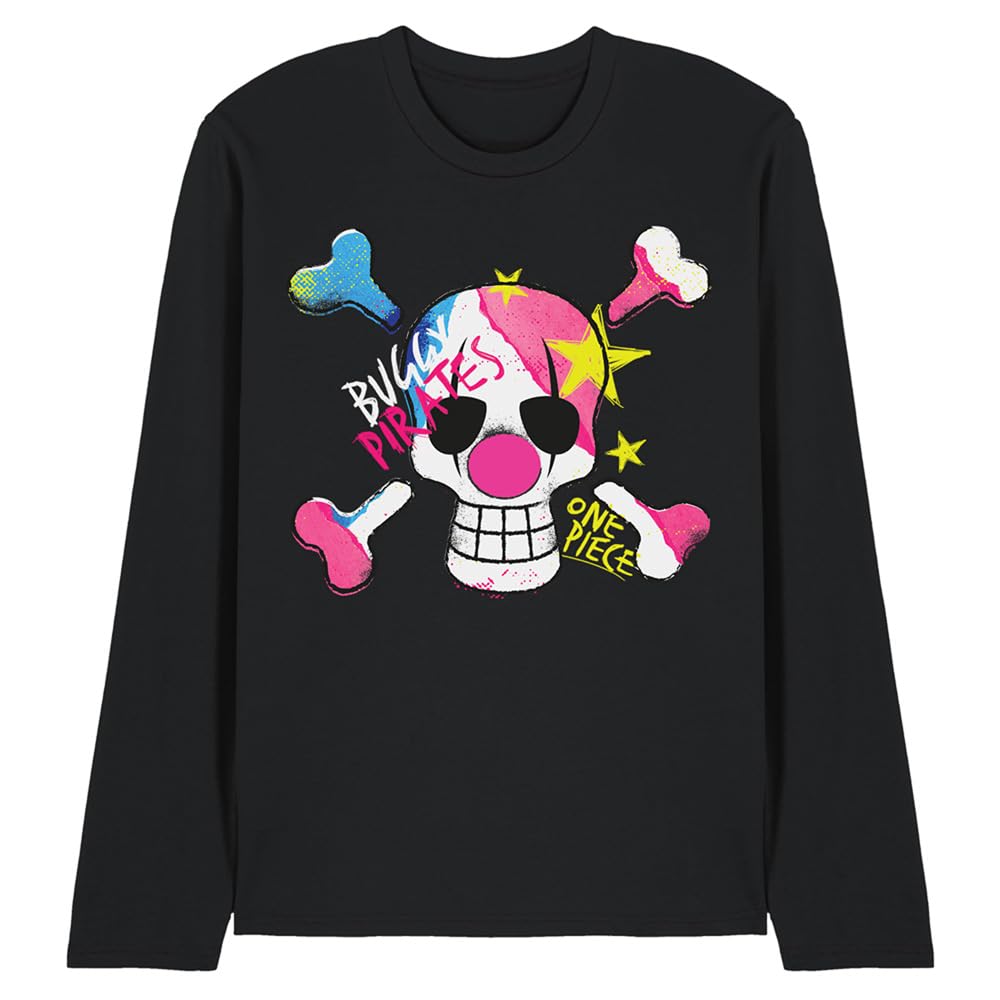 One Piece Buggy Pirates Graffiti Logo Unisex Long Sleeve T-Shirt, Black, X-Large