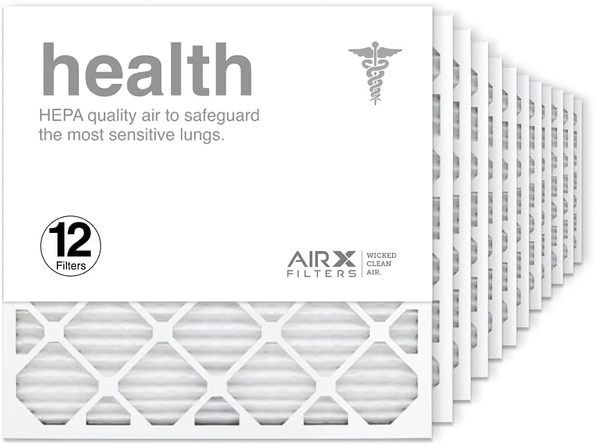 AIRx Air Filter MERV 13 Pleated HVAC AC Furnace Air Filter, Health 12-Pack, Made in the USA - 16x25x1 Furnace Filter