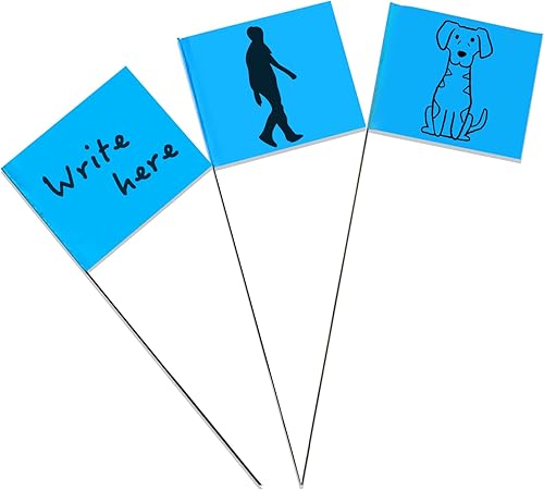 Miniatura 7 de Zozen Paquete de 100 banderas azules de marcado, para escribir15 x 4 x 5 pulgadas, banderas de patio para césped, riego, paisaje, aspersores,