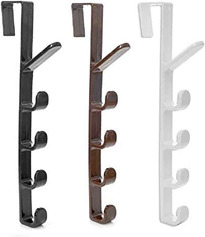 Home Essential 2pcsDoor Hook Rack with 5 Hooks - Ideal for Hanging Backpacks, Handbags, Clothes, Coats and More