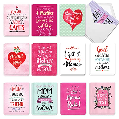 Notes assorties pour la fête des mères The Best Card Company lot de 36