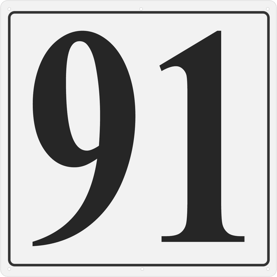 PATIKIL Large Metal Number Sign, 12"x12" Aluminum Number 91 Sign Plate Area Marker Parking Weather-Resistant Signs for Indoor Outdoor Use