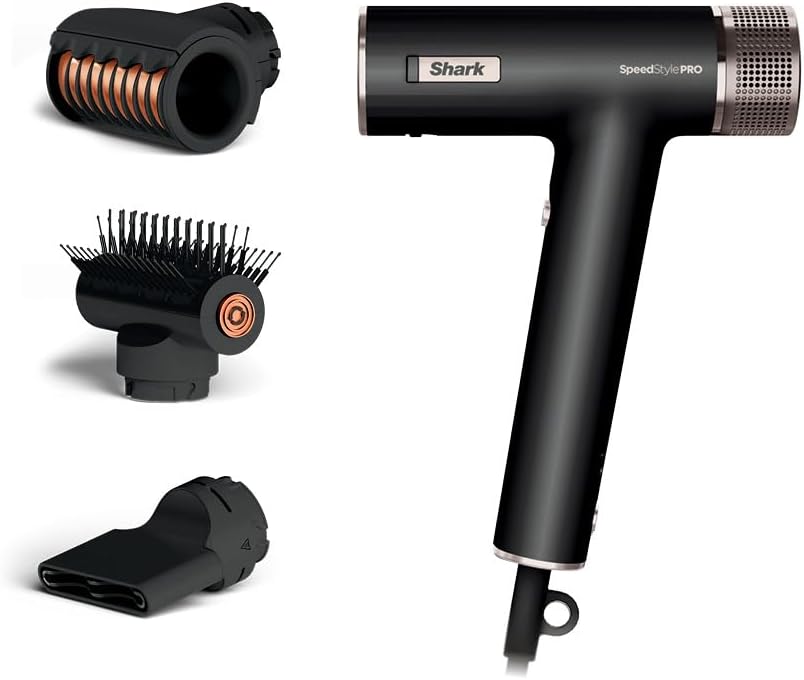 Shark SpeedStyle Pro Professional Performance High-Velocity Hair Dryer System with Scalp Shield and IQ Speed Styling & Drying Suite, Straight and Wavy Hair, Lightweight, Ionic, No Heat Damage, HD731