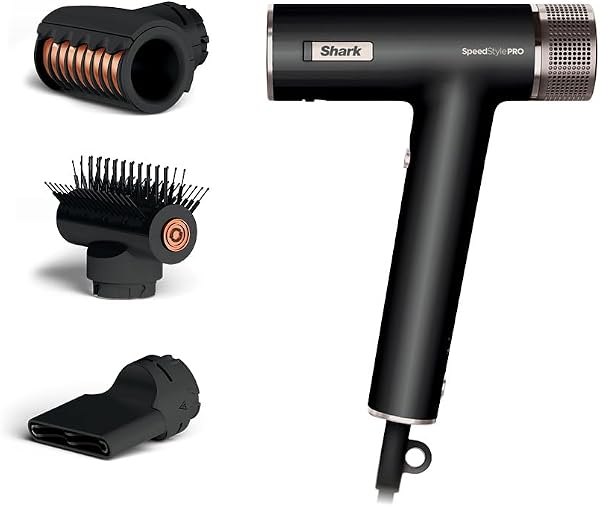 Shark SpeedStyle Pro Professional Performance High-Velocity Hair Dryer System with Scalp Shield and IQ Speed Styling & Drying Suite, Straight and Wavy Hair, Lightweight, Ionic, No Heat Damage, HD731