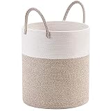 Chnegral Cesta de Cuerda de Algodón Tejida DeCorativo, Cesta de Ropa de Cama/Cesta de la Cesta de la Cubierta para el