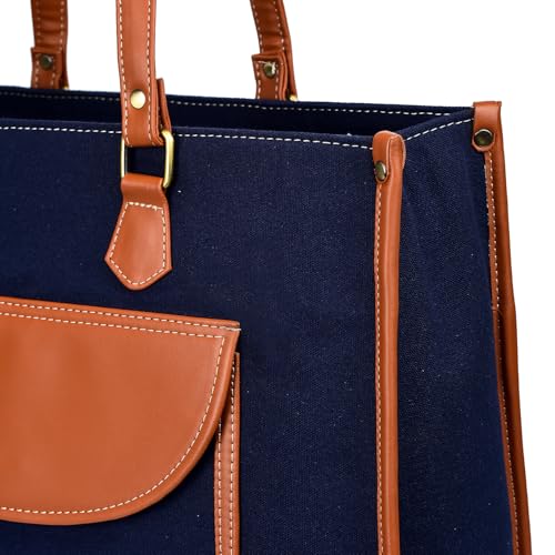 Image of K London Stylish Women's Office Bag - Canvas Laptop Tote for Professional & Casual Work Use | Spacious, Durable and Elegant Crossbody bag | Handbag | 15 inch Laptop (2312 Parent)