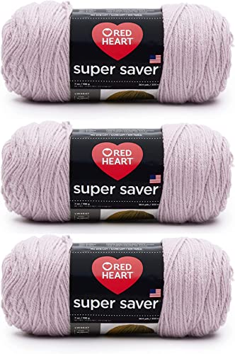 Image of Red Heart Super Saver Pale Plum Yarn - 3 Pack of 7oz /198g - Acrylic - 4 Medium (Worsted) - 364 Yards - Knitting /Crochet