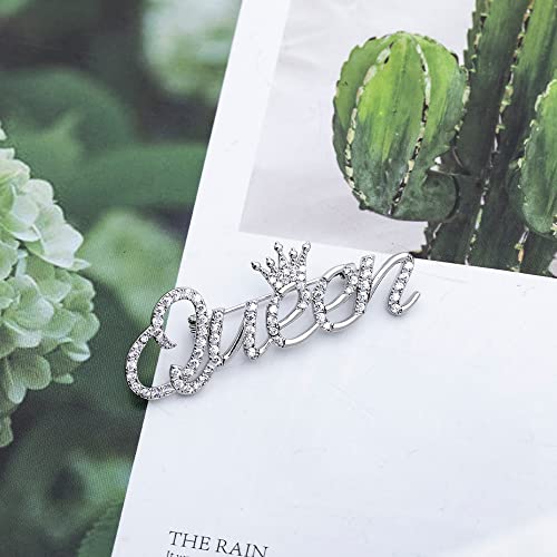 Image of Letter inchQueen inch Brooch Pin Corsage, Sweater Dress Shawl Elegant Jewelry Accessory Decor for Wedding Birthday Party Christmas Gift