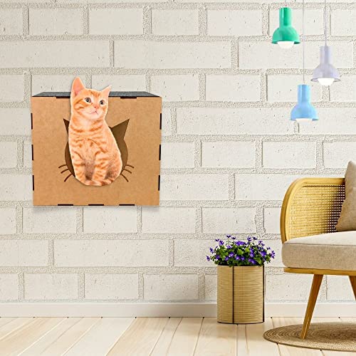 Nicho Para Gato Casa Toca Parede Em Mdf Carpete Aranhador - Albertina