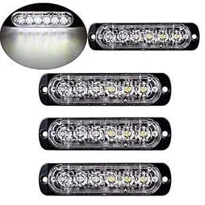 WorldCare 4pcs 4 LED Car Truck Marker Emergency Strobe Grille Flashing Warning Light Bar 12V 24V 18W iving Daylight Beacon Traffic Lamp477965 | Pack of 1