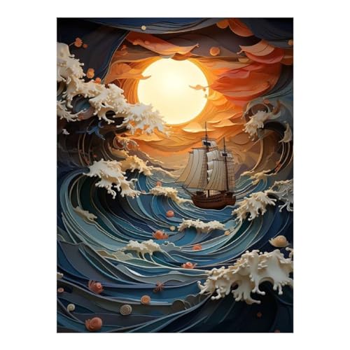 Peinture diamant voilier tempête POLIUAWS idée cadeau loisir créatif