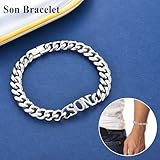 EYQV Son Gifts from Mom Dad, Stainless Steel Cuban Link Chain Son Bracelet Jewelry for Teen Boys Men Valentines Fathers Day Easter Graduation Christmas Birthday Gifts for Teenage Boys Men