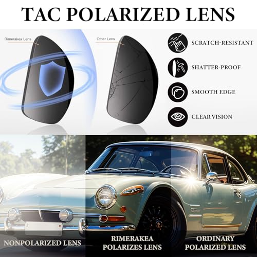 Rimerakea Big Sunglasses for Women Trendy Rectangle Polarized UV Protection Retro Brown Sun Glasses Driving