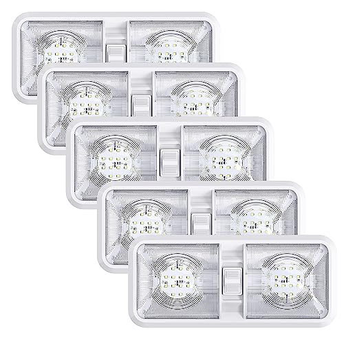 Lámpara de techo LED 12V 24V de doble cúpula con interruptor atenuador para caravana y barco