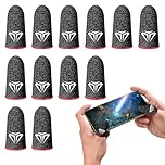 12 PCS Finger Sleeves for Mobile Gaming,Silver Fiber Gaming Finger Sleeves,Ultra-Thin 0.3mm Mobile Gaming Finger Sleeve for Mobile/Tablet,Breathable Touchscreen Protectors for Gamers (Black)
