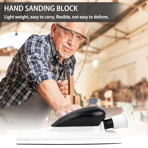 Handschleifer Mit Absaugung,Griff Handschleifer Staubabsaugung Schleifen Schleifschwammblock Staubfrei,Inkl 5 St. Netz-Schleifstreifen Klett Korn P80 P120 P180 P240 P400,200 * 70 mm zum Holzpolieren