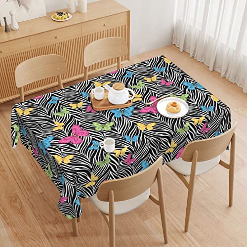 Zebra Print Tablecloth, 60X120 Inch, Waterproof Stain Wrinkle Resistant Print Tablecloths, For Family Kitchen Gatherings Dining Dinner Decor-Rectangle Table Clothes For 8 Ft Tables, Yellow Pink Blue #TOP4