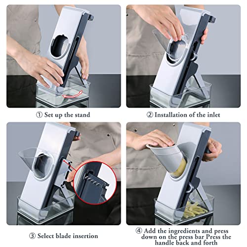 Keouke Mandoline Slicer For Kitchen, 4 In 1 Safe Vegetable Chopper Adjustable Food Slicer Julienne Slicer Kitchen Gadget For Potato, Onion, Cucumber, Carrot, Meat(Blue) #TOP4