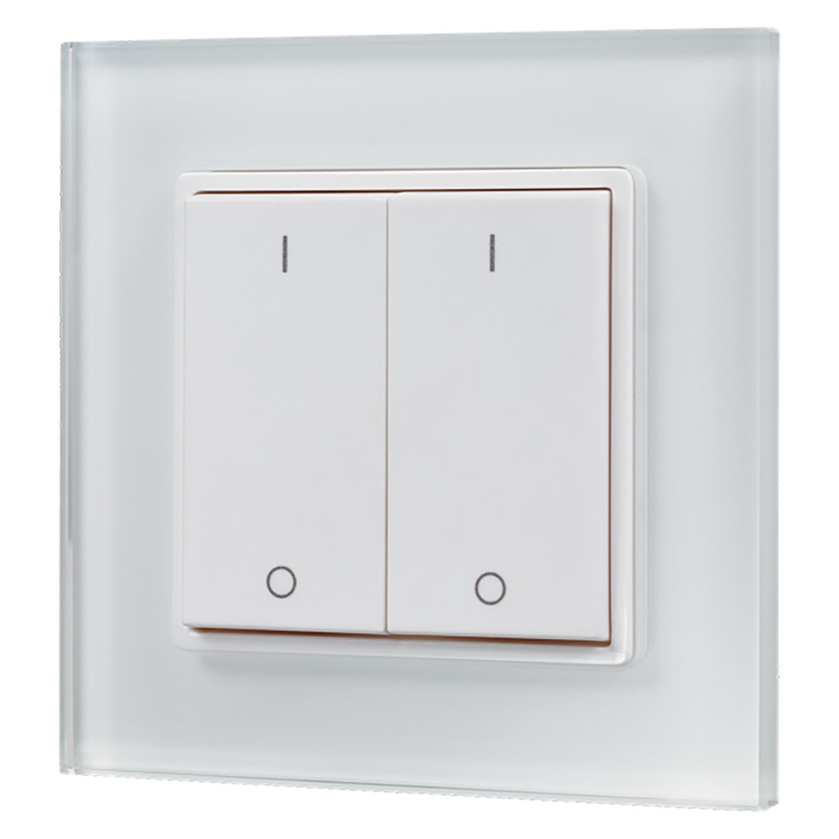 Dimmer de pared de diseño inalámbrico: con interruptor basculante para controlar LED blancos, 2 zonas, funciona con pilas de 3 V, no es un regulador universal: se requiere controlador