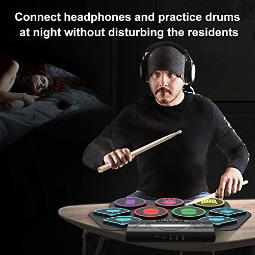 Guazi Store Hand-Rolled Drum Set For Adults Beginners Portable Drum Set Support Bluetooth/App External Sound Drum Set, 01 #TOP2