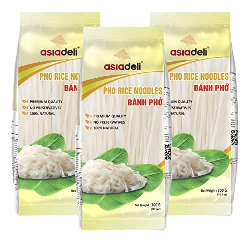 Asiadeli Pho Rice Noodles, Premium Rice Stick Noodles, Banh Pho Noodles - 10.5 Oz. (Pack Of 3 Bags) #TOP20